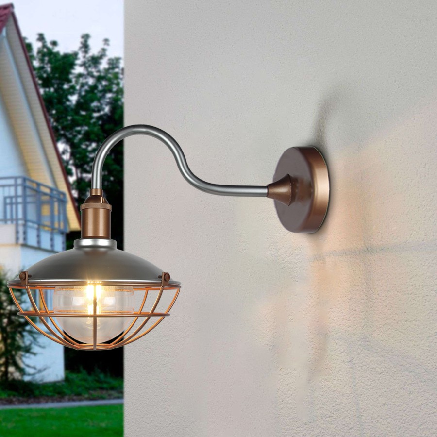 Φωτιστικό Τοίχου Μεταλλικό Νίκελ IP65 Ε27 25x43x35cm