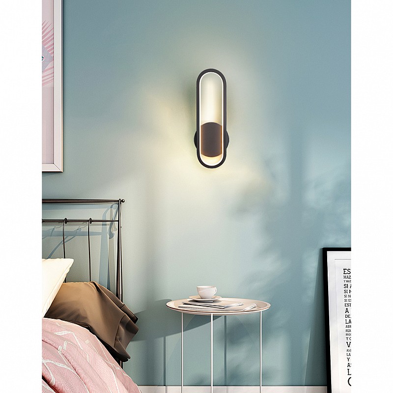 Φωτιστικό Τοίχου Led 14W 4000K Μαύρο 12x7x34cm