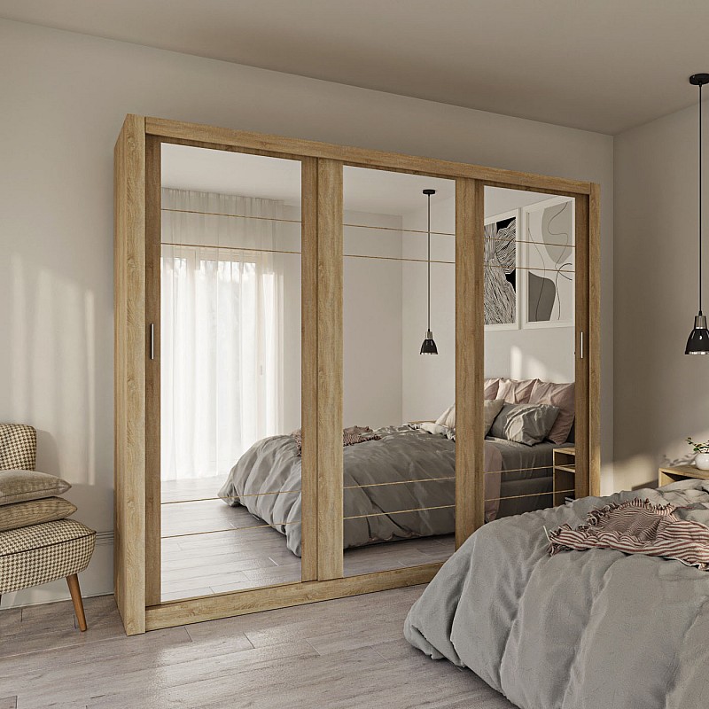 Ντουλάπα Grandio Σονόμα με καθρέφτη 250x60x215cm Ντουλάπα Grandio Σονόμα με καθρέφτη 250x60x215cm