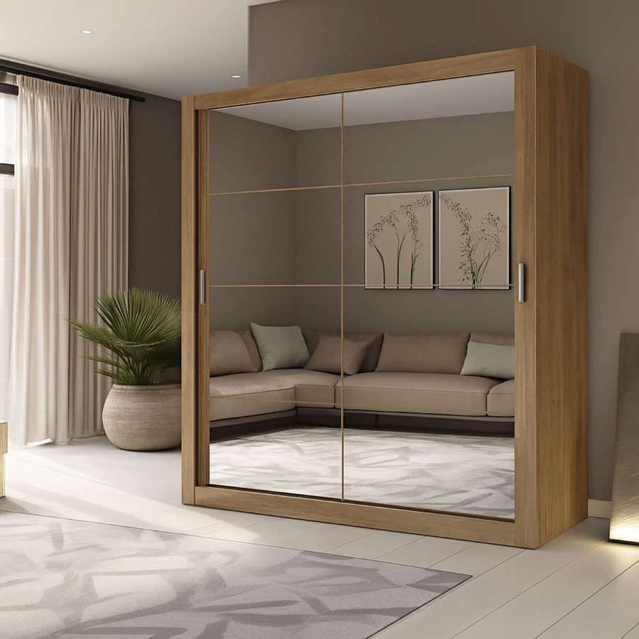 Ντουλάπα Reflex Χρυσό Δρυς με καθρέφτη 180x60x215cm