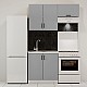 Κουζίνα Modest Σετ 3 Κουτιών Γκρι Άνω Κουτιά 140cm Κάτω 80cm