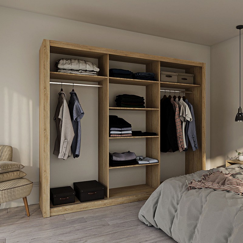 Ντουλάπα Grandio Σονόμα με καθρέφτη 250x60x215cm Ντουλάπα Grandio Σονόμα με καθρέφτη 250x60x215cm