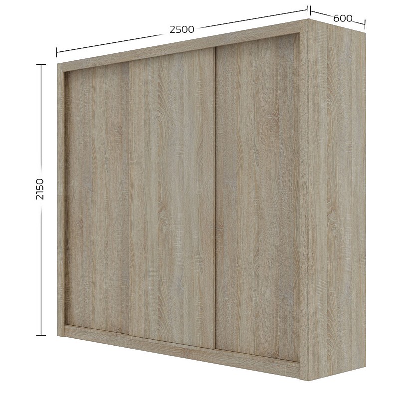 Ντουλάπα Grandio Σονόμα με καθρέφτη 250x60x215cm Ντουλάπα Grandio Σονόμα με καθρέφτη 250x60x215cm