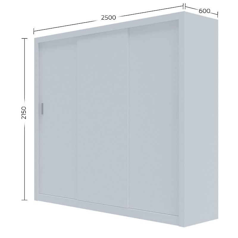Ντουλάπα Grandio Λευκή με καθρέφτη 250x60x215cm Ντουλάπα Grandio Λευκή με καθρέφτη 250x60x215cm
