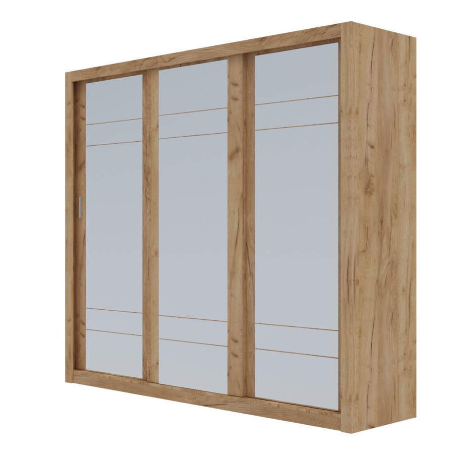 Ντουλάπα Grandio Χρυσό Δρυς με καθρέφτη 250x60x215cm