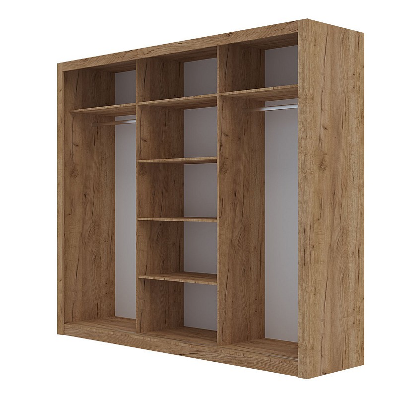 Ντουλάπα Grandio Χρυσό Δρυς με καθρέφτη 250x60x215cm Ντουλάπα Grandio Χρυσό Δρυς με καθρέφτη 250x60x215cm