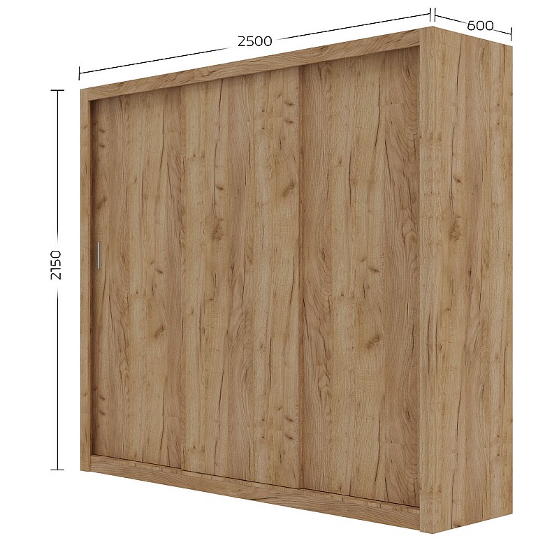 Ντουλάπα Grandio Χρυσό Δρυς με καθρέφτη 250x60x215cm Ντουλάπα Grandio Χρυσό Δρυς με καθρέφτη 250x60x215cm