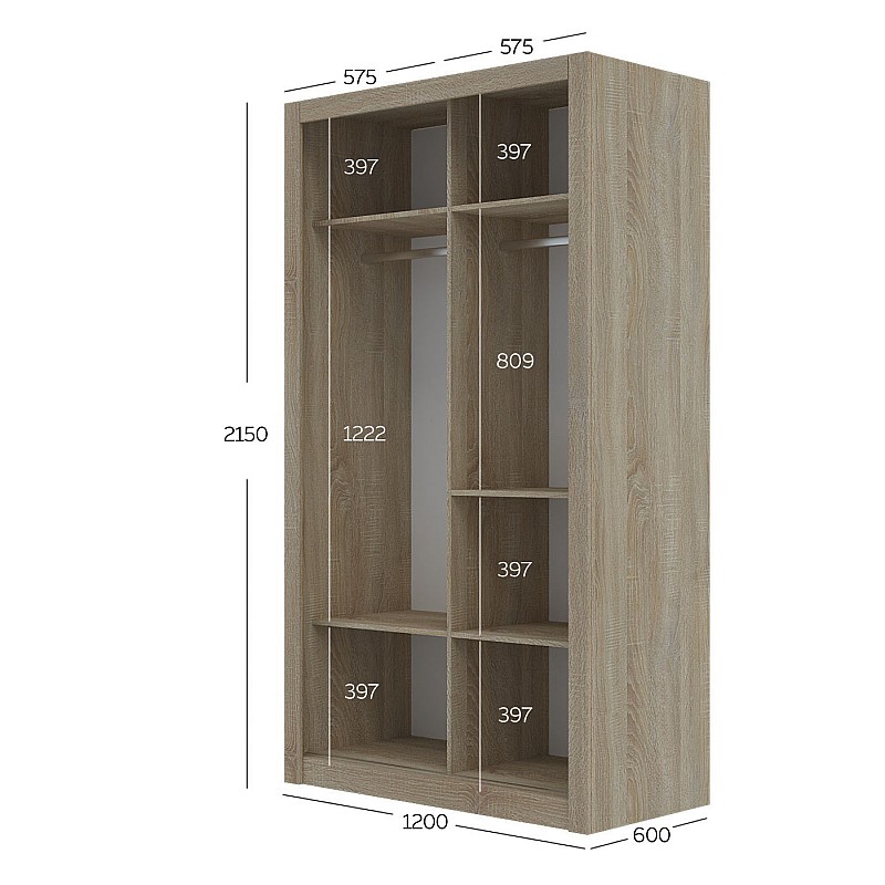 Ντουλάπα Linea Σονόμα 120x60x215cm Ντουλάπα Linea Σονόμα 120x60x215cm