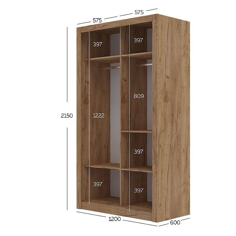 Ντουλάπα Linea Χρυσό Δρυς 120x60x215cm Ντουλάπα Linea Χρυσό Δρυς 120x60x215cm