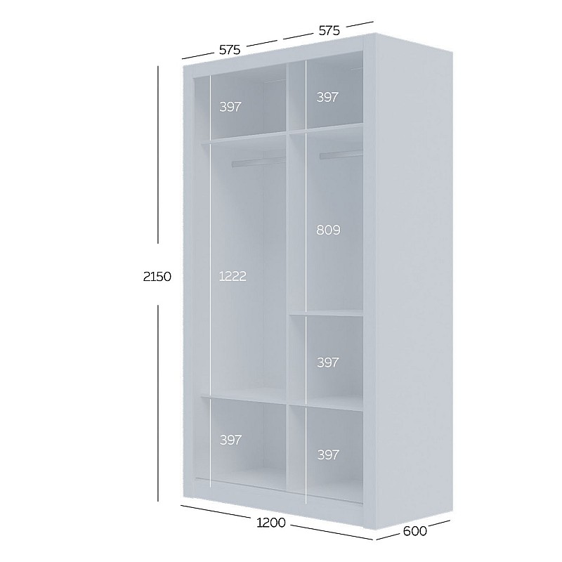 Ντουλάπα Linea Λευκή με καθρέφτη 120x60x215cm Ντουλάπα Linea Λευκή με καθρέφτη 120x60x215cm