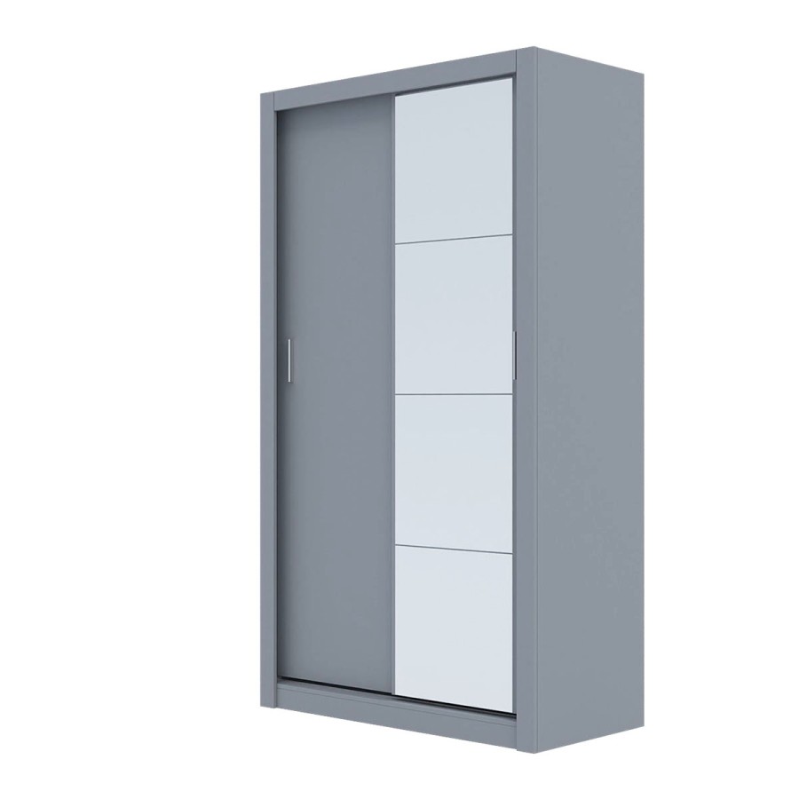 Ντουλάπα Linea Γκρι με καθρέφτη 120x60x215cm