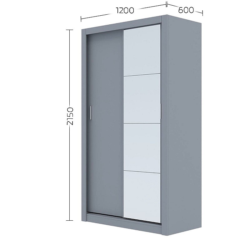 Ντουλάπα Linea Γκρι με καθρέφτη 120x60x215cm Ντουλάπα Linea Γκρι με καθρέφτη 120x60x215cm