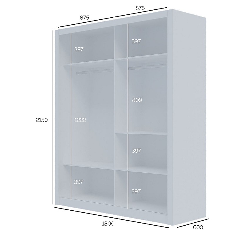 Ντουλάπα Reflex Λευκή 180x60x215cm Ντουλάπα Reflex Λευκή 180x60x215cm