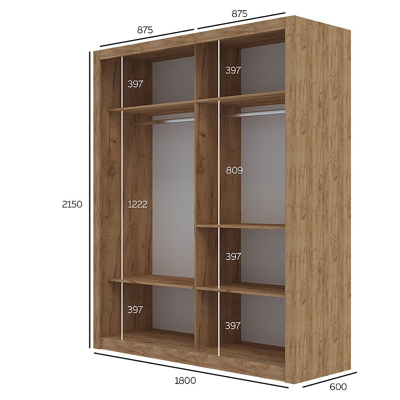 Ντουλάπα Reflex Χρυσό Δρυς 180x60x215cm Ντουλάπα Reflex Χρυσό Δρυς 180x60x215cm