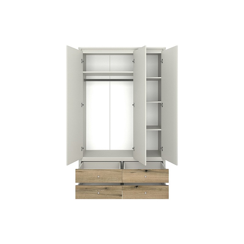 Ντουλάπα Τρίφυλλη με καθρέφτη Karin Cashmere-Evoke Oak 127x50.5x210.5cm