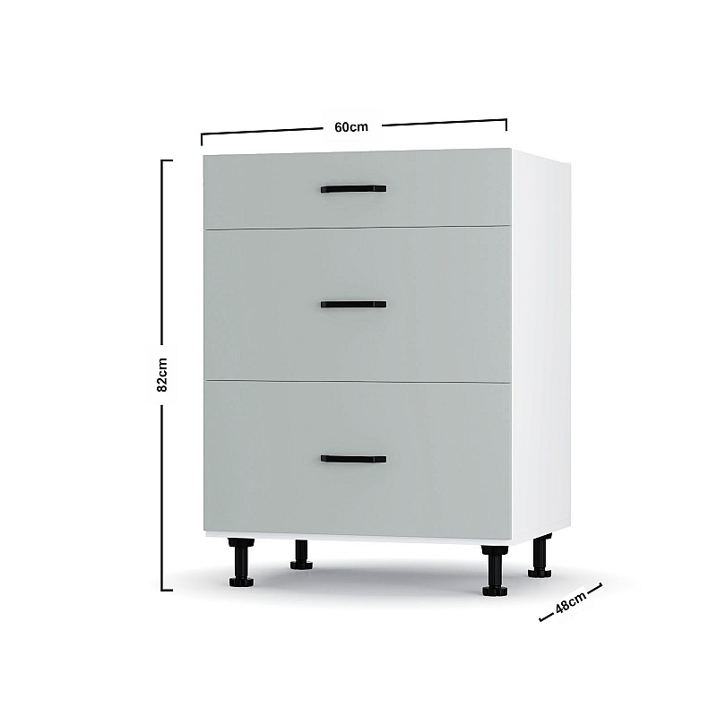 Modest Κάτω Ντουλάπι Συρταριέρα Γκρι  60x48x82εκ