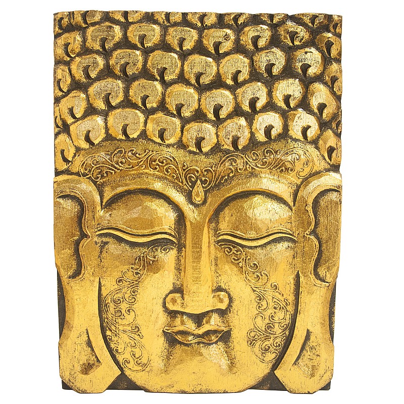 Επιτοίχιο Διακοσμητικό Μικρό Κάδρο "Βούδας" Πατίνα Χρυσό 40x30x2cm