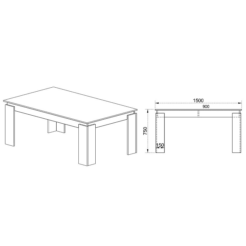 VIKEA Τραπέζι 150x90x75cm Χρώμα SONOMA VIKEA Τραπέζι 150x90x75cm Χρώμα SONOMA