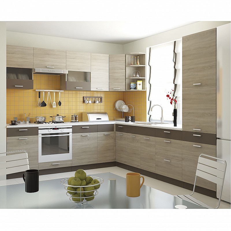 ALINA Πάνω Ντουλάπι Γωνίας 60x60x30.5x71.8εκ Σονόμα-Μόκκα ALINA Πάνω Ντουλάπι Γωνίας 60x60x30.5x71.8εκ Σονόμα-Μόκκα