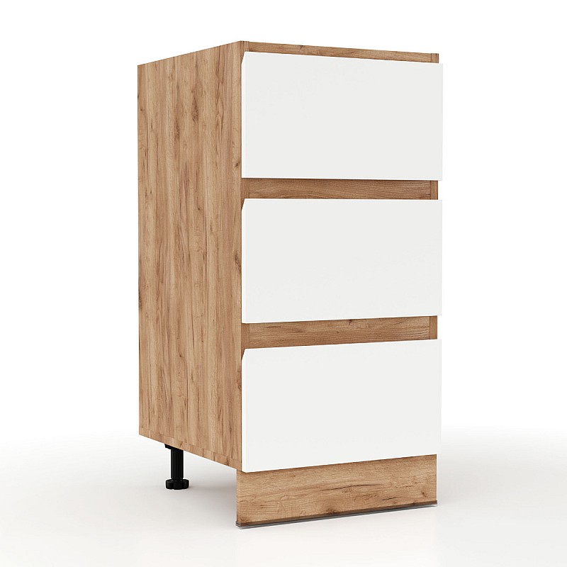 Επιδαπέδια συρταριέρα Soft Λευκό με βελανιδιά Διαστάσεις 40x46,5x81,5εκ