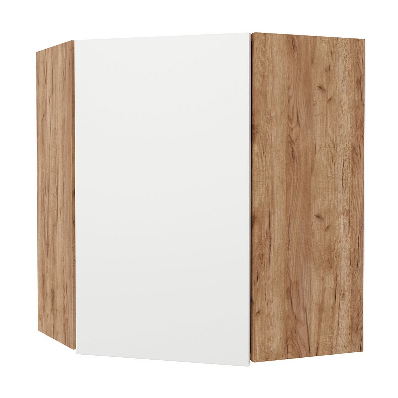 Επιτοίχιο γωνιακό ντουλάπι κουζίνας Soft Λευκό με βελανιδιά Διαστάσεις 60x60x72,8εκ