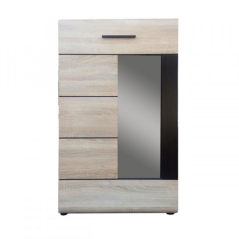 Βιτρίνα Μονόφυλλη Solo 1W 65x35x109cm Sonoma Wenge και MDF Καμπυλωτό τελείωμα στην πόρτα