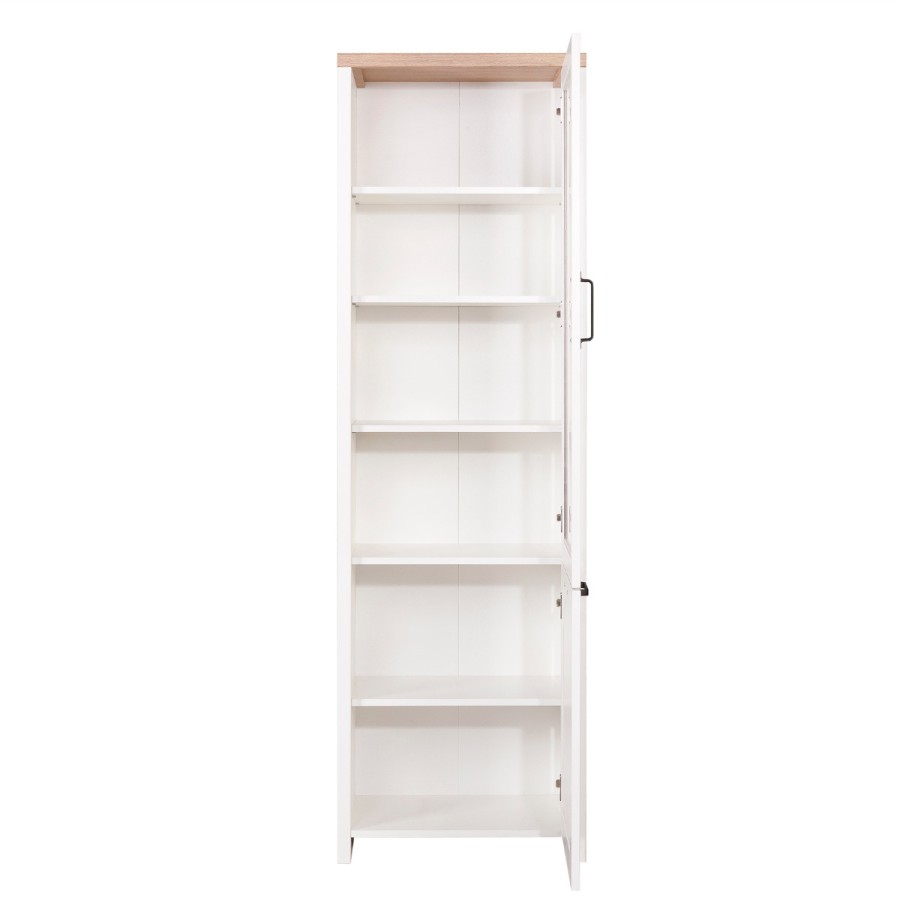 Βιτρίνα VERNE Μονόφυλλη 59.7x37.2x191.6cm Λευκό-Φυσικός Δρυς