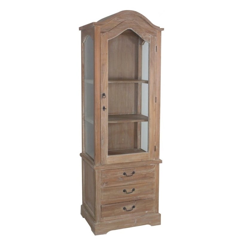 Artekko Ubrik Ξύλινη Μασίφ Βιτρίνα σε Καφέ Πατίνα (64x13x195)cm Artekko 201-0202