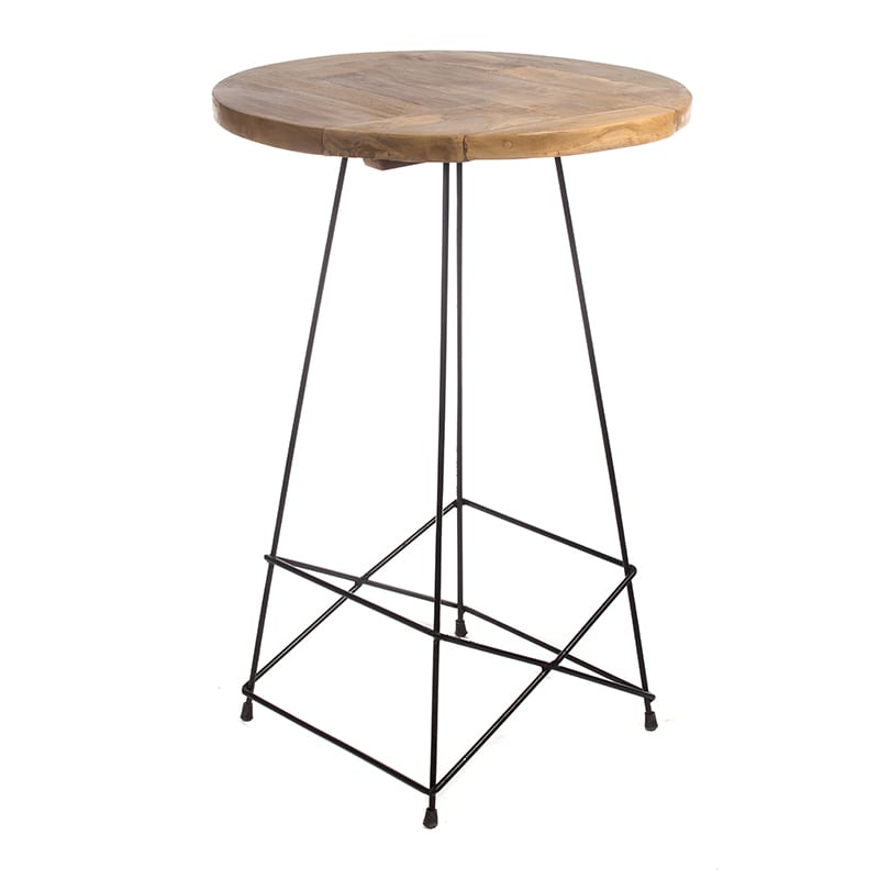 Τραπέζι μπαρ 80X80X110 ξύλινο με σιδερένια βάση Artekko 201-0351