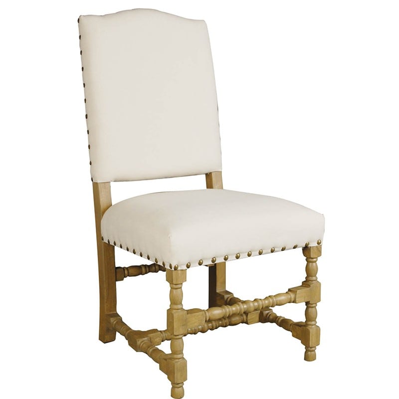 Καρέκλα ξύλινη με μαξιλάρι και πλάτη λευκού υφάσματος και σκελετό φυσικό χρώμα Artekko 36892