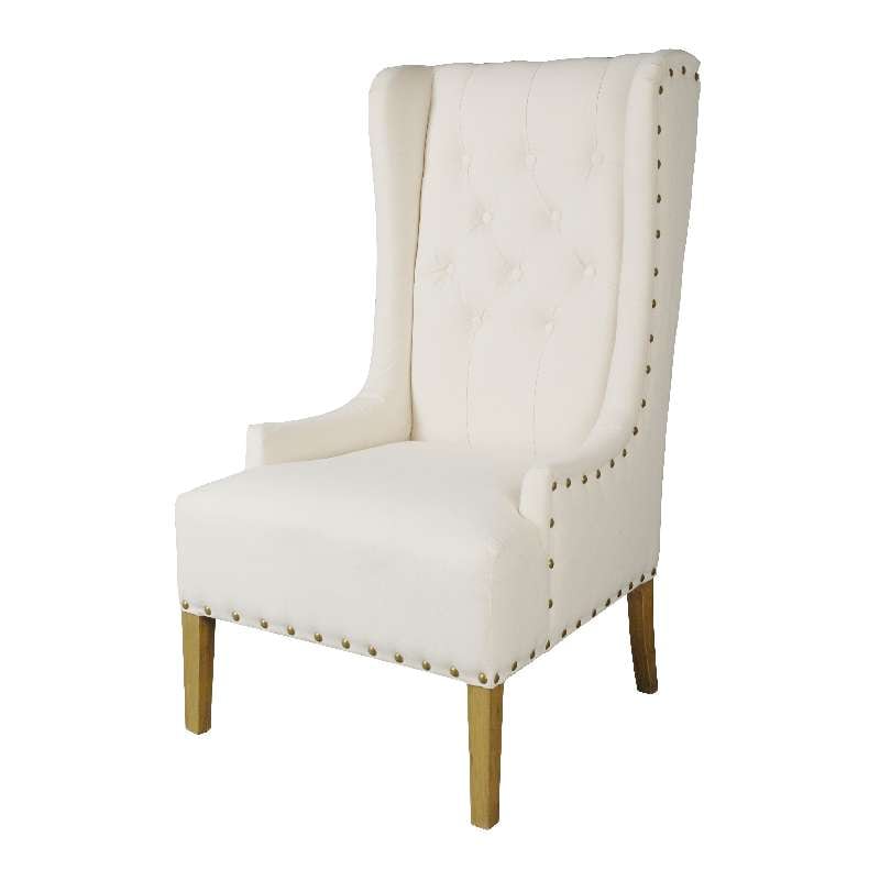 Καρέκλα με ψηλή πλάτη λευκό ύφασμα Artekko 36893