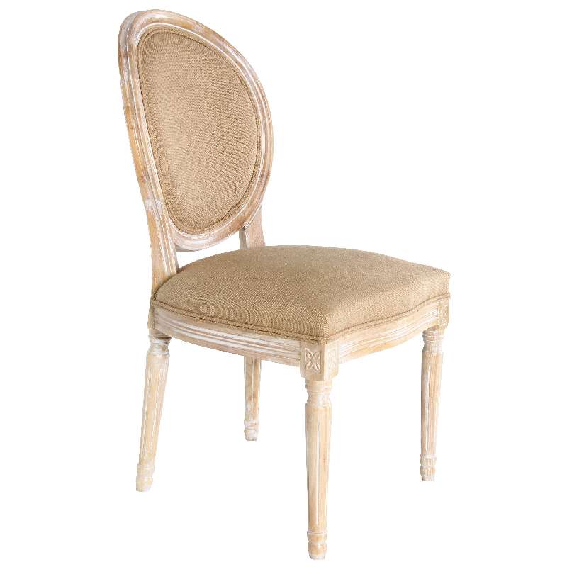 Καρέκλα τραπεζαρίας κιμωλία-εκρού ύφασμα Artekko 39236