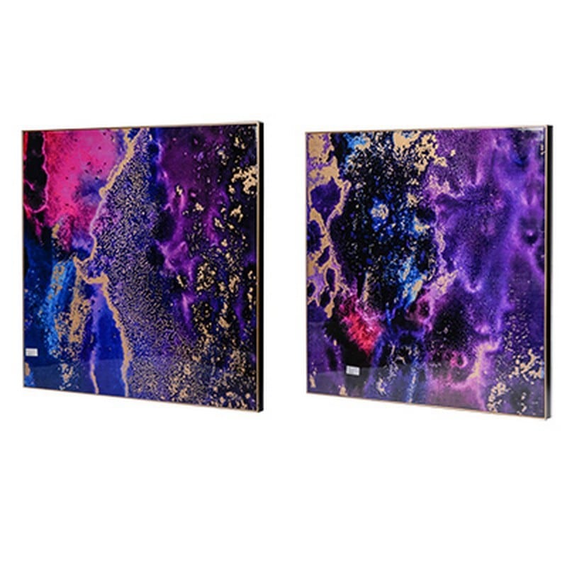 Πίνακες διακοσμητικοί πολύχρωμη με μεταλλικό καμβά Artekko 43937-DS