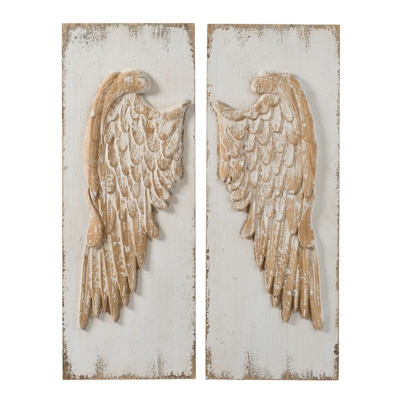 Πίνακας ξύλινος ανάγλυφος "Wings" Σετ/2 Artekko 44996-DS