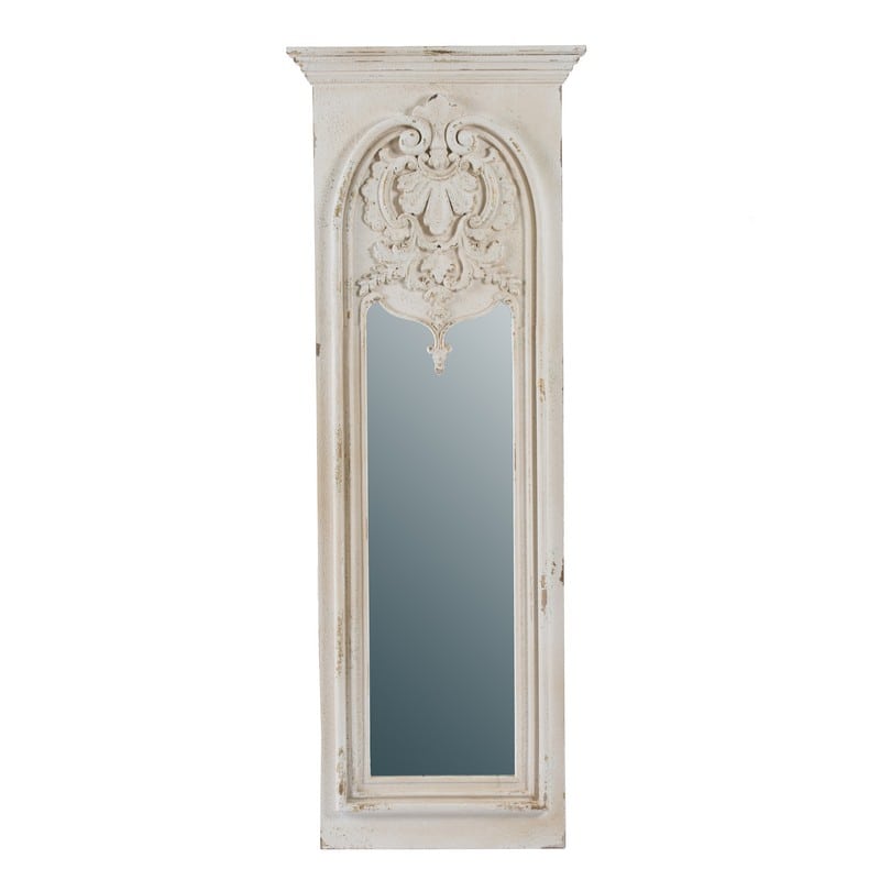 Καθρέπτης Τοίχου Ολόσωμος με Μπαρόκ Σχέδιο σε Λευκή Πατίνα Artekko 45111