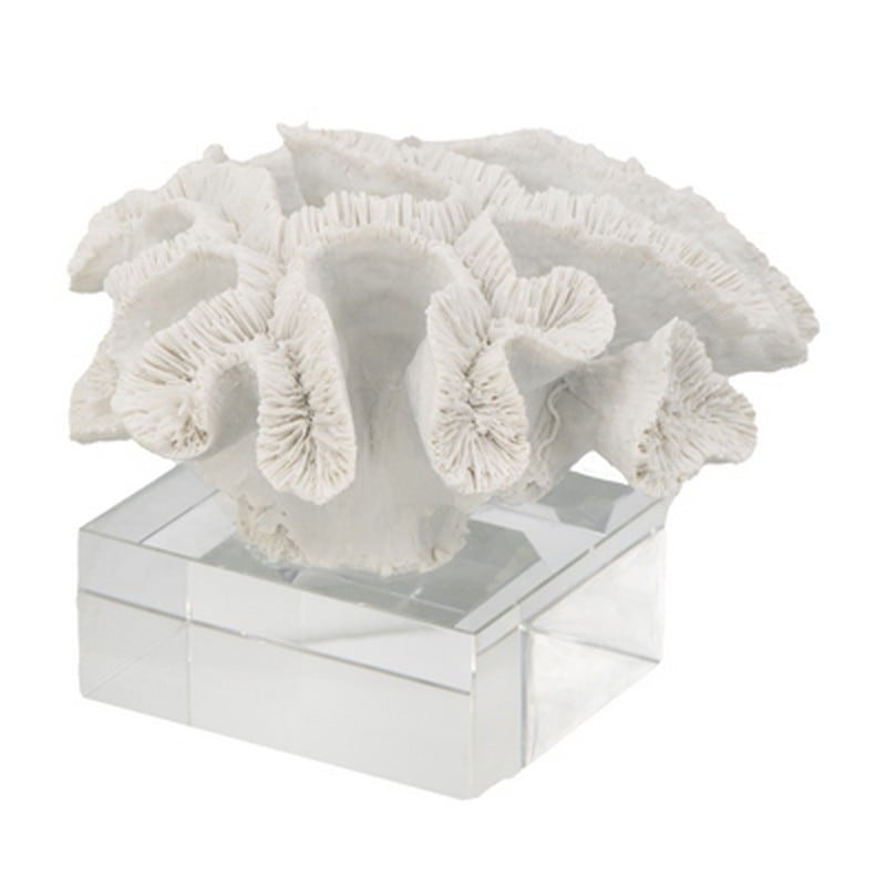 Διακοσμητικό άσπρο κοράλι σε γυάλινη βάση  22.9 X 21.6 X 16cm Artekko 70301