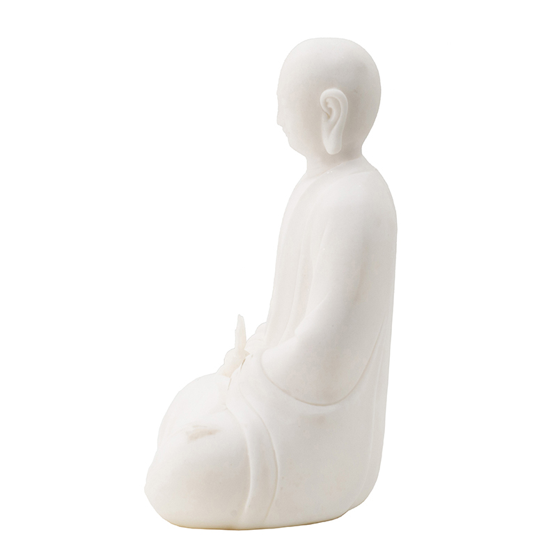 Βούδας άγαλμα διακοσμητικό καθήμενος, λευκού χρώματος - διαστάσεων 18Χ13Χ23 CM [μαρμαρόσκονη/ρητίνη] Artekko 77356
