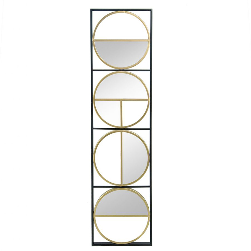 Καθρέπτης τοίχου μακρόστενος μεταλλικός κύκλοι χρυσοί 120x31x2cm Artekko 83733-DS