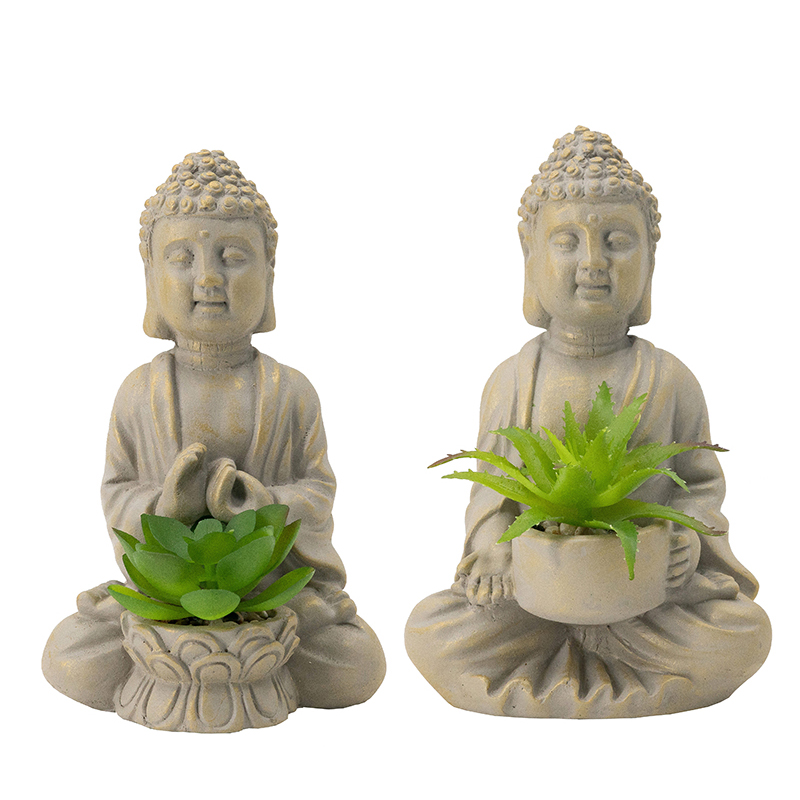 Βούδας διακοσμητικός με διακοσμητικά φυτά Σετ/2 Artekko D9396