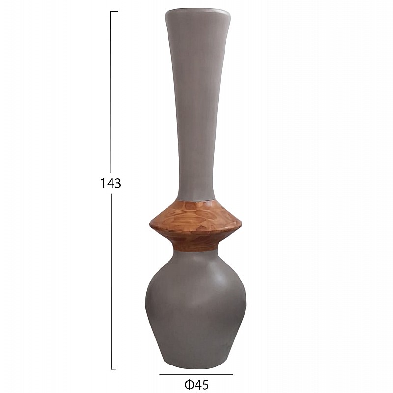 ΔΙΑΚΟΣΜΗΤΙΚΟ ΒΑΖΟ ΔΑΠΕΔΟΥ NEBULA HM4660.05M FIBER CEMENT TAUPE--ΞΥΛΟ ΤΕΑΚ Φ45x143Υεκ