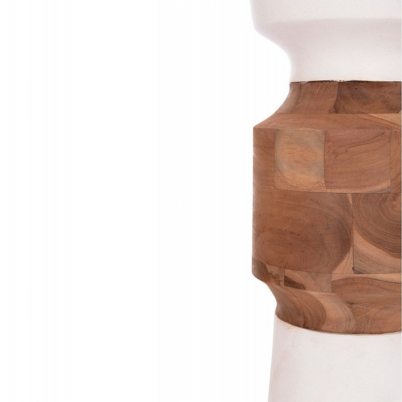 ΔΙΑΚΟΣΜΗΤΙΚΟ ΒΑΖΟ ΔΑΠΕΔΟΥ NEBULA HM4661.02 FIBER CEMENT ΛΕΥΚΟ--ΞΥΛΟ ΤΕΑΚ Φ60x115Υεκ.