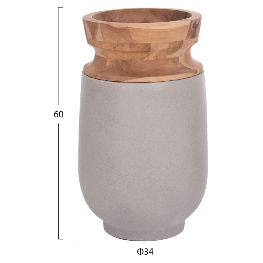 ΔΙΑΚΟΣΜΗΤΙΚΟ ΒΑΖΟ ΔΑΠΕΔΟΥ LINTER HM4662.03S FIBER CEMENT ΓΚΡΙ--ΞΥΛΟ ΤΕΑΚ Φ34x60Υεκ.