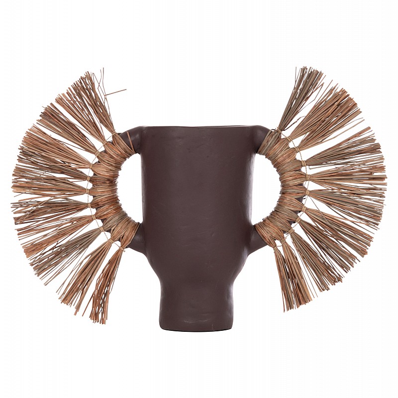 ΕΠΙΤΡΑΠΕΖΙΟ ΔΙΑΚΟΣΜΗΤΙΚΟ ΒΑΖΟ ALICA HM4668.07S ΣΟΚΟΛΑΤΙ ΤΕΡΑΚΟΤΑ & GRASS--55x19x34Υεκ