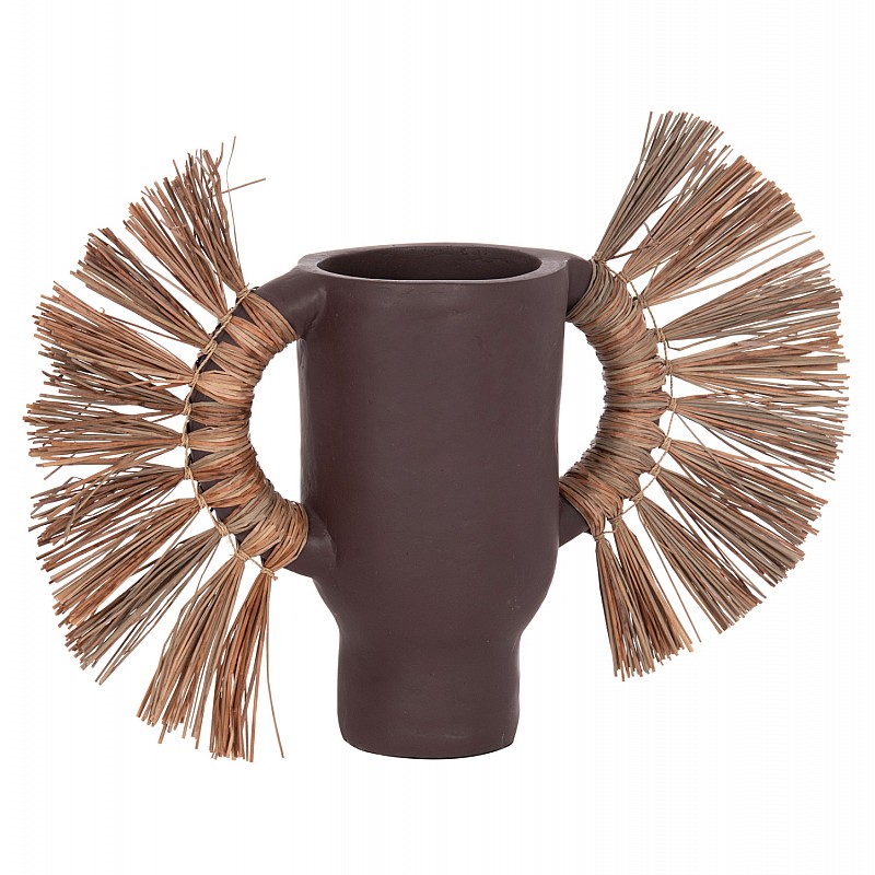 ΕΠΙΤΡΑΠΕΖΙΟ ΔΙΑΚΟΣΜΗΤΙΚΟ ΒΑΖΟ ALICA HM4668.07S ΣΟΚΟΛΑΤΙ ΤΕΡΑΚΟΤΑ & GRASS--55x19x34Υεκ