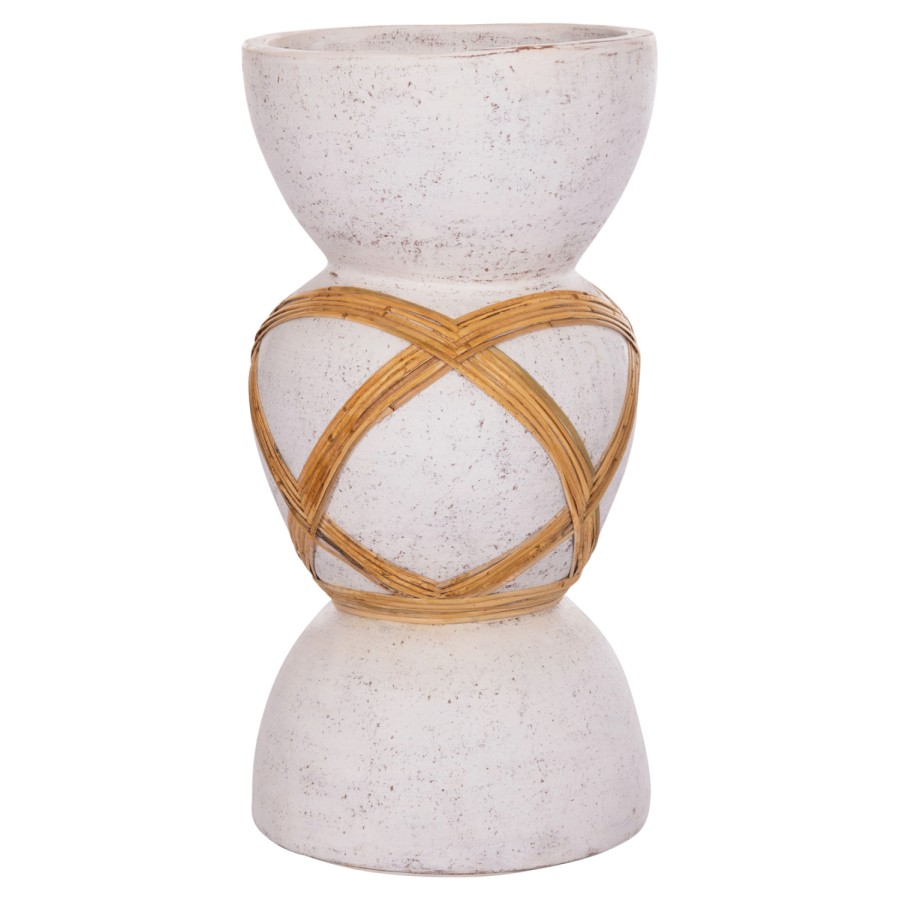 ΔΙΑΚΟΣΜΗΤΙΚΟ ΒΑΖΟ ΔΑΠΕΔΟΥ MAYNARD HM4672.02L TERRACOTTA ΛΕΥΚΟ--RATTAN Φ32x62.5Υεκ.