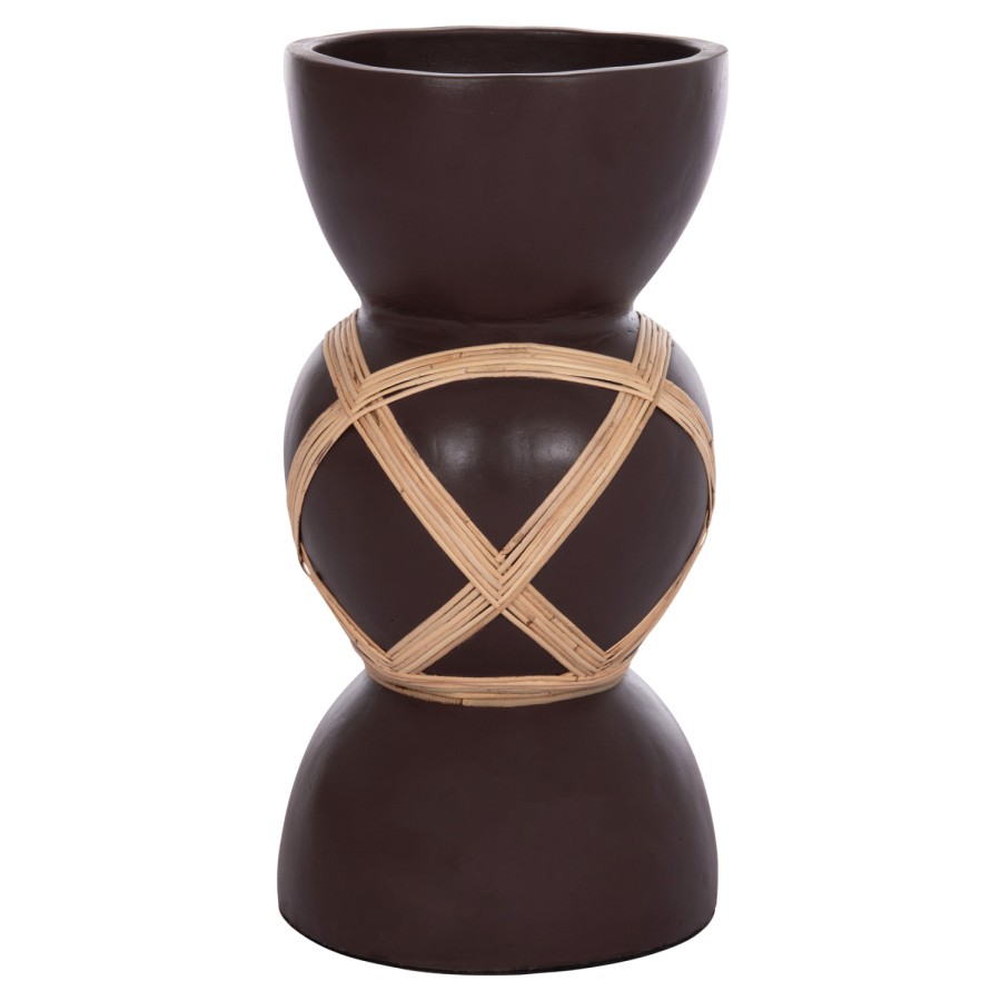 ΔΙΑΚΟΣΜΗΤΙΚΟ ΒΑΖΟ ΔΑΠΕΔΟΥ MAYNARD HM4672.07L TERRACOTTA ΣΟΚΟΛΑΤΙ-RATTAN Φ32x62.5Υεκ