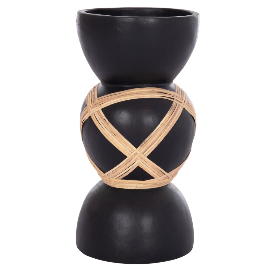 ΔΙΑΚΟΣΜΗΤΙΚΟ ΒΑΖΟ ΔΑΠΕΔΟΥ MAYNARD HM4672.01L TERRACOTTA ΜΑΥΡΟ-RATTAN Φ32x62.5Υεκ