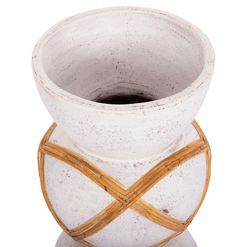 ΔΙΑΚΟΣΜΗΤΙΚΟ ΒΑΖΟ ΔΑΠΕΔΟΥ MAYNARD HM4672.02S TERRACOTTA ΛΕΥΚΟ--RATTAN Φ27.5x50Υεκ ΔΙΑΚΟΣΜΗΤΙΚΟ ΒΑΖΟ ΔΑΠΕΔΟΥ MAYNARD HM4672.02S TERRACOTTA ΛΕΥΚΟ--RATTAN Φ27.5x50Υεκ