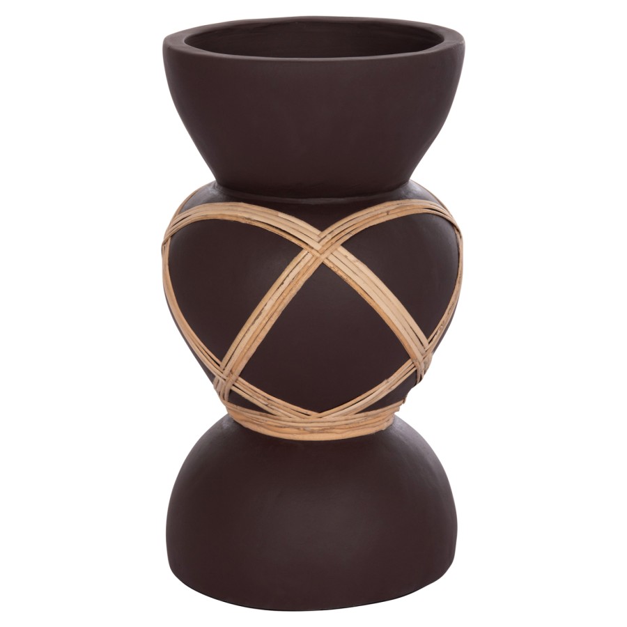 ΔΙΑΚΟΣΜΗΤΙΚΟ ΒΑΖΟ ΔΑΠΕΔΟΥ MAYNARD HM4672.07S TERRACOTTA ΣΟΚΟΛΑΤΙ-RATTAN Φ27.5x50Υεκ