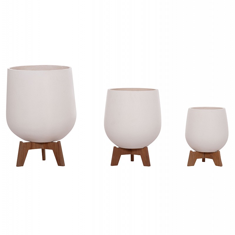 ΣΕΤ 3 ΓΛΑΣΤΡΕΣ ΜΕ TEAK ΒΑΣΕΙΣ TRYLL HM4681.02 FIBER CEMENT ΛΕΥΚΟ